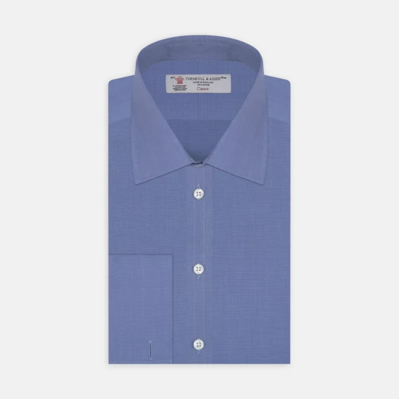 Dark Blue End-on-End Shirt with T&A Collar and Double Cuffs sold by Turnbull & Asser