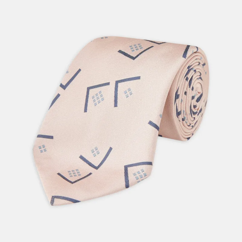 Pink Graphic Deco Silk Tie sold by Turnbull & Asser
