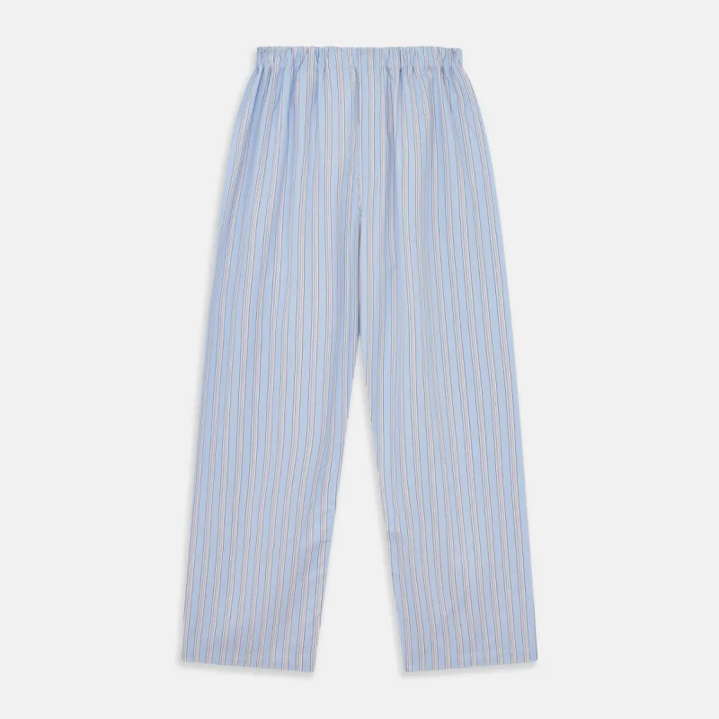 Pale Blue Multi Stripe Cotton Hastings Pyjama Trousers sold by Turnbull & Asser