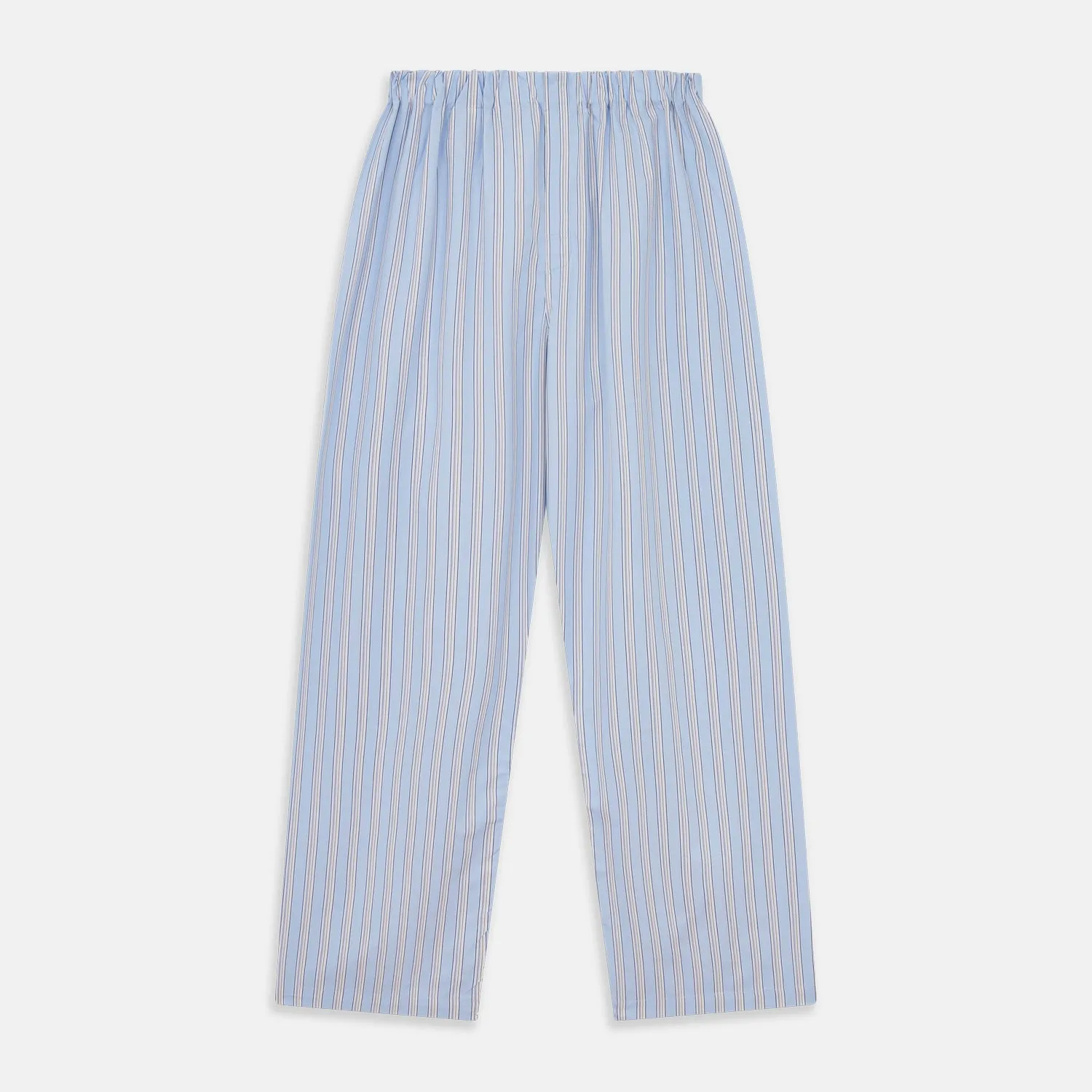 Pale Blue Multi Stripe Cotton Hastings Pyjama Trousers sold by Turnbull & Asser