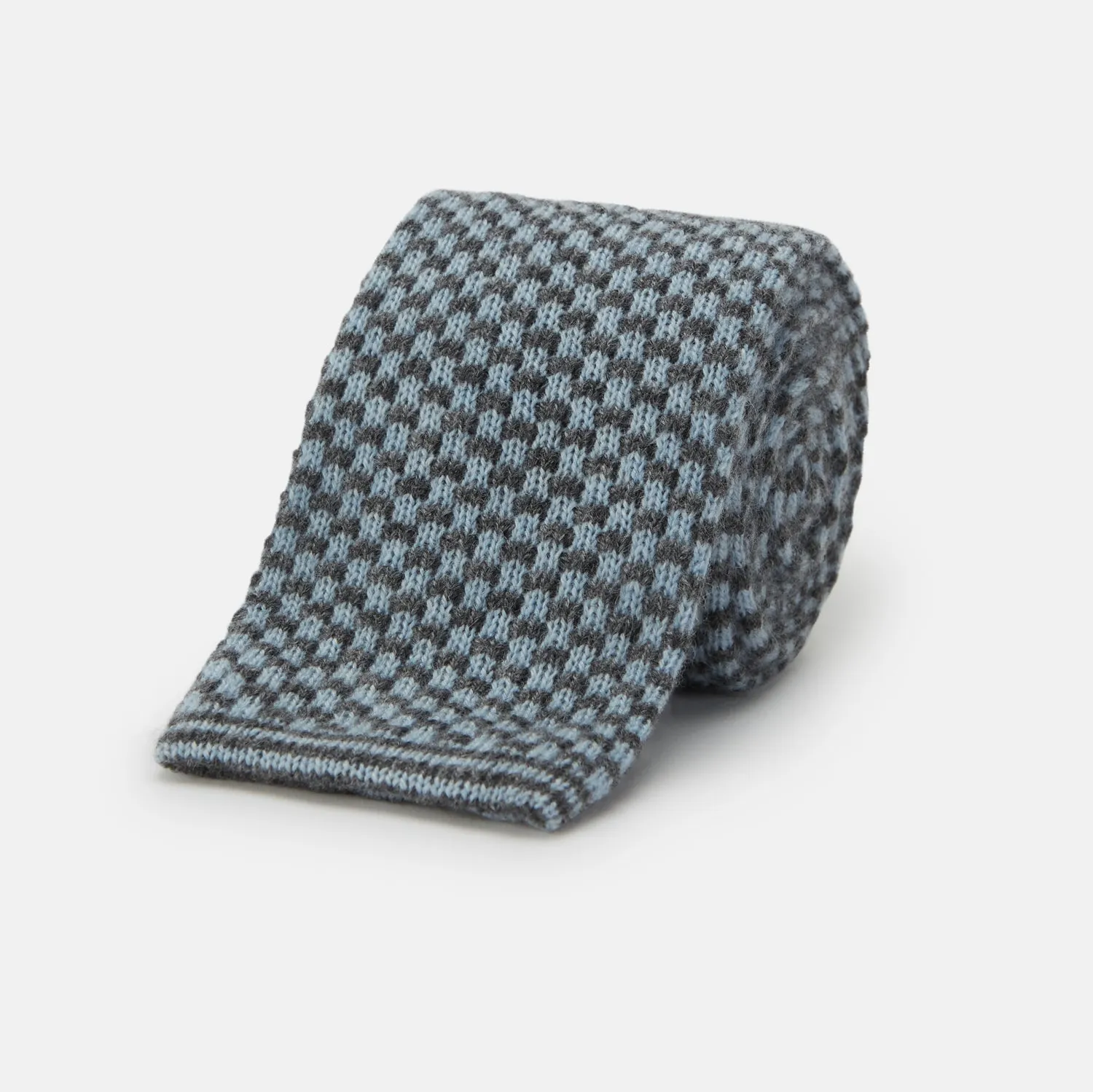 Pale Blue Multi Cashmere Knitted Tie sold by Turnbull & Asser