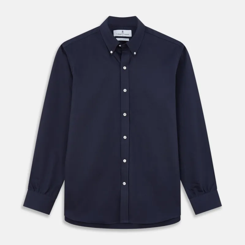 Navy Weekend Fit Shirt with Dorset Collar and 1 Button Cuffs sold by Turnbull & Asser