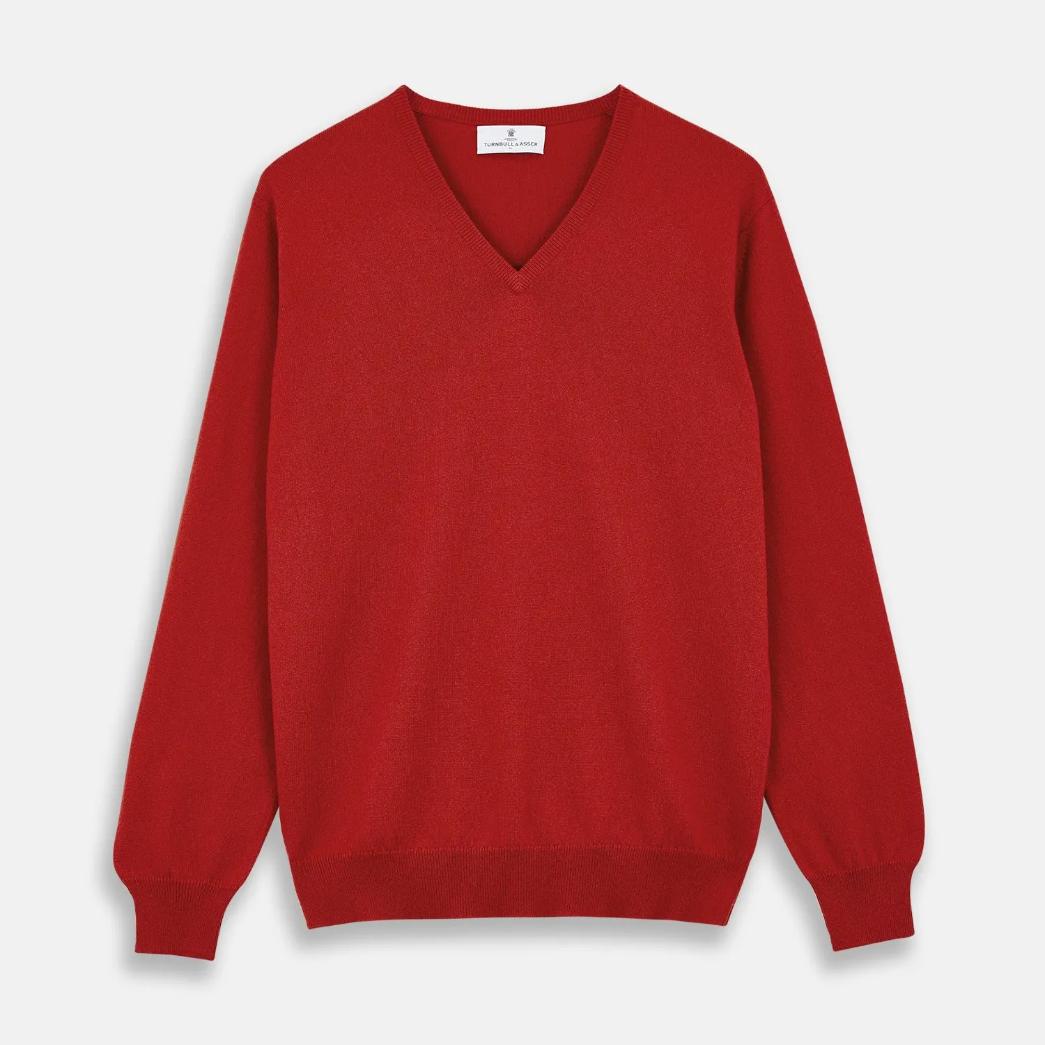 Red Cashmere V-Neck Jumper sold by Turnbull & Asser