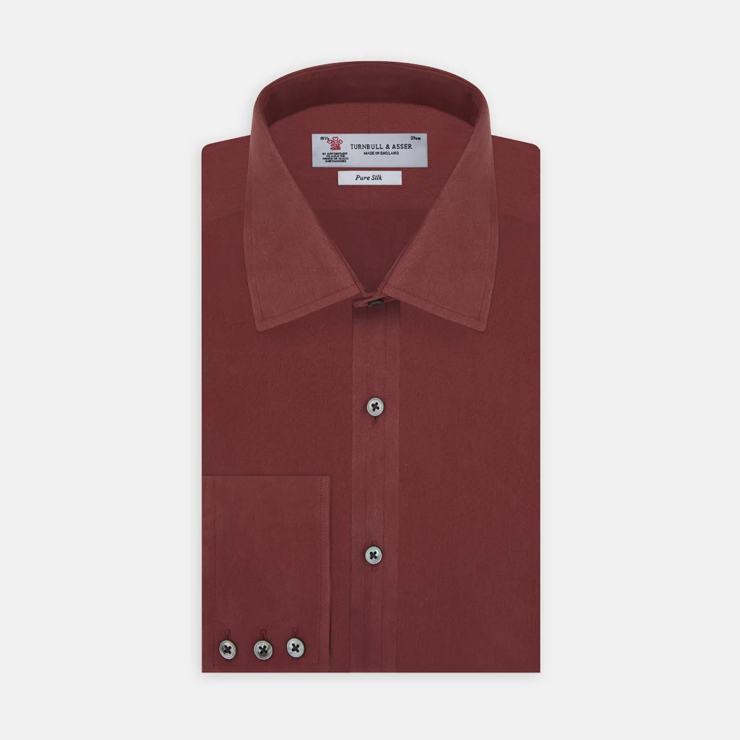 Burgundy Silk Shirt with T&A Collar and 3-Button Cuffs sold by Turnbull & Asser