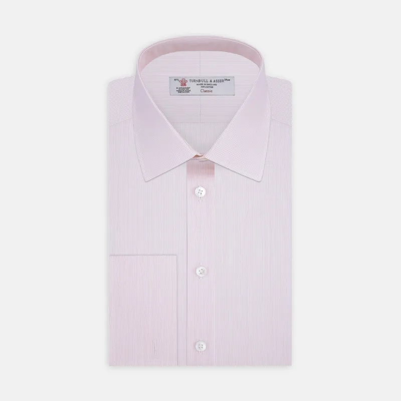 Pink Hairline Stripe Cotton Shirt with T&A Collar and Double Cuffs sold by Turnbull & Asser