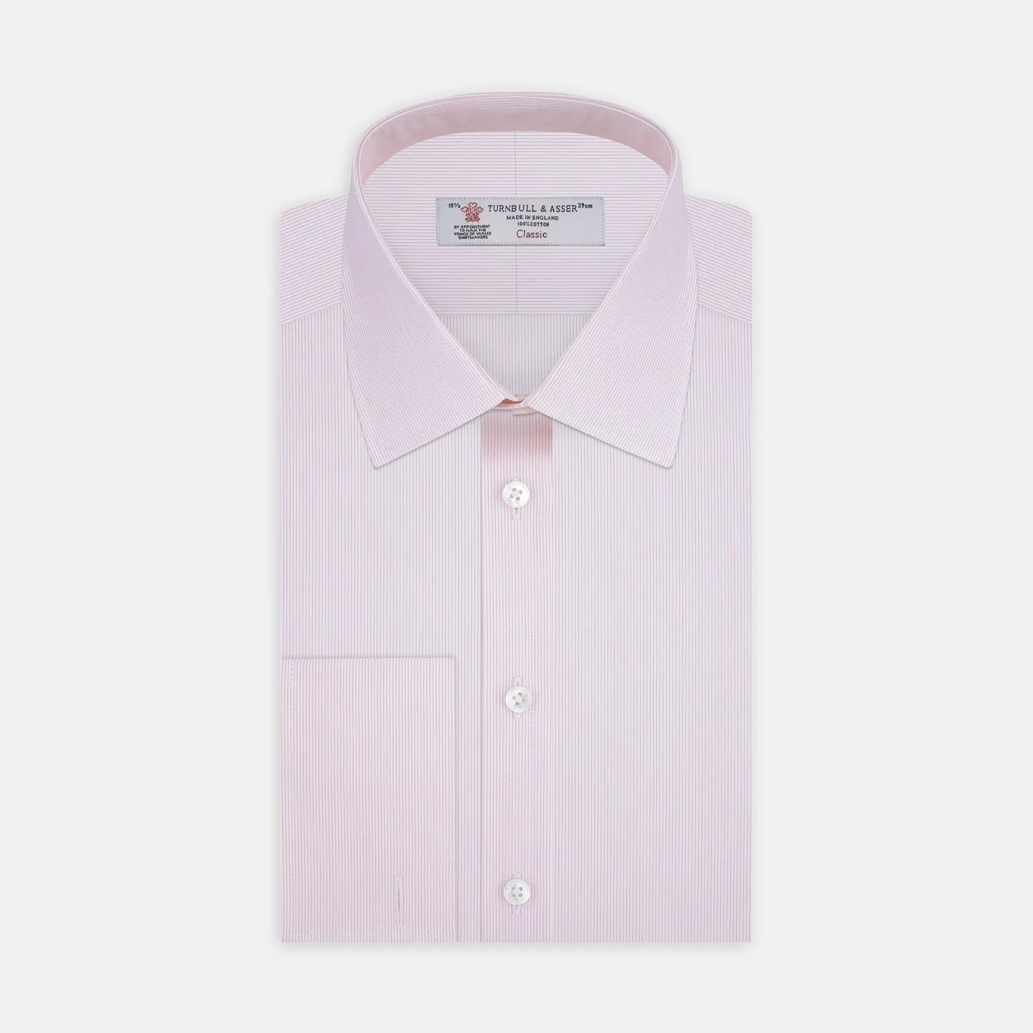 Pink Hairline Stripe Cotton Shirt with T&A Collar and Double Cuffs sold by Turnbull & Asser