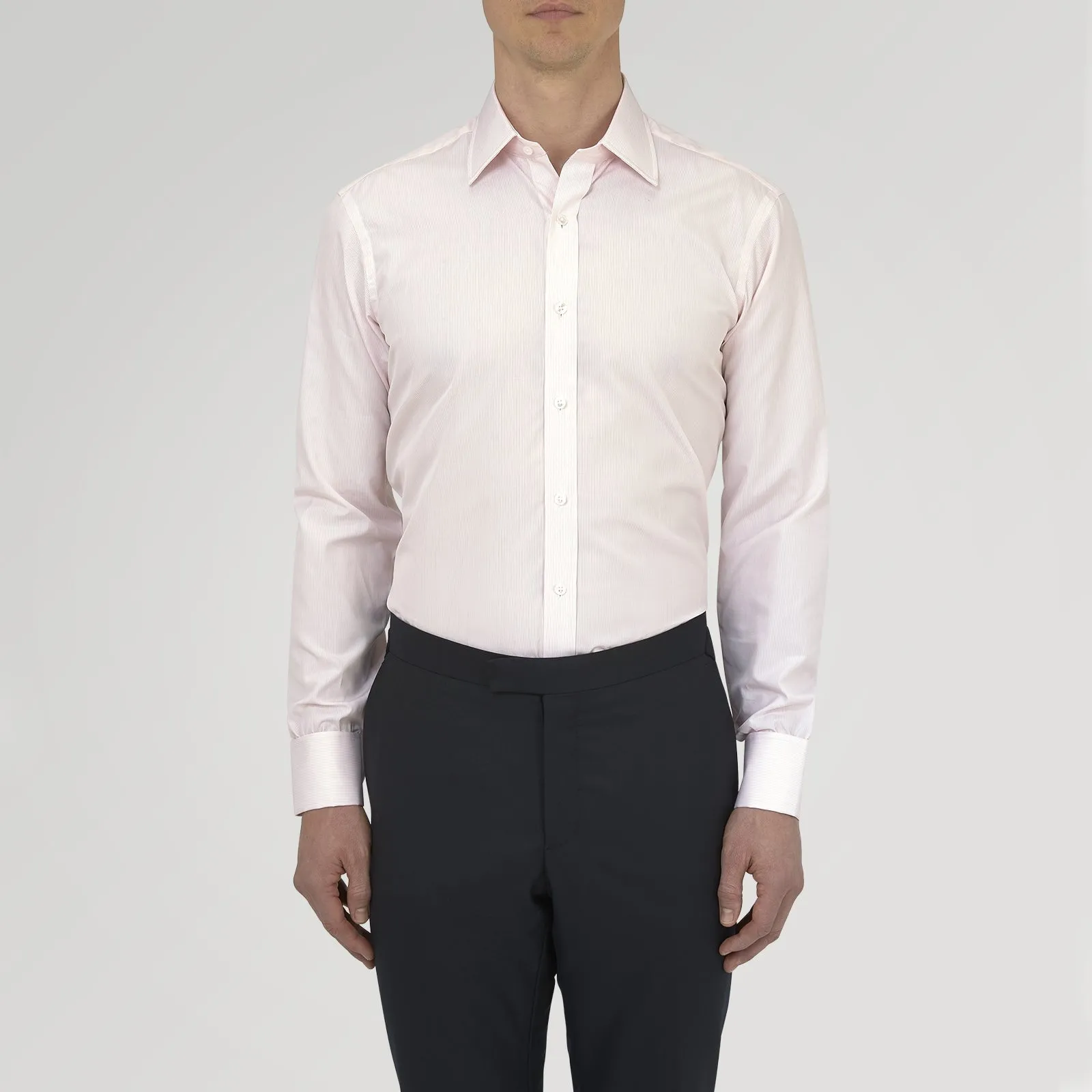 Pink Hairline Stripe Cotton Shirt with T&A Collar and Double Cuffs sold by Turnbull & Asser product image thumbnail 2