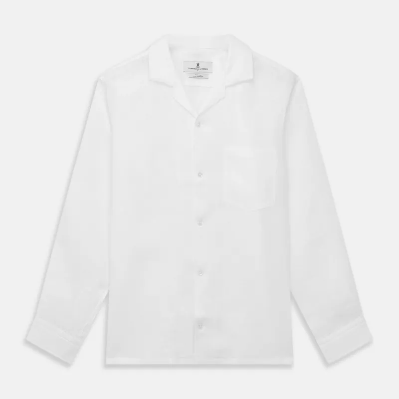 White Linen Holiday Fit Winnington Shirt sold by Turnbull & Asser