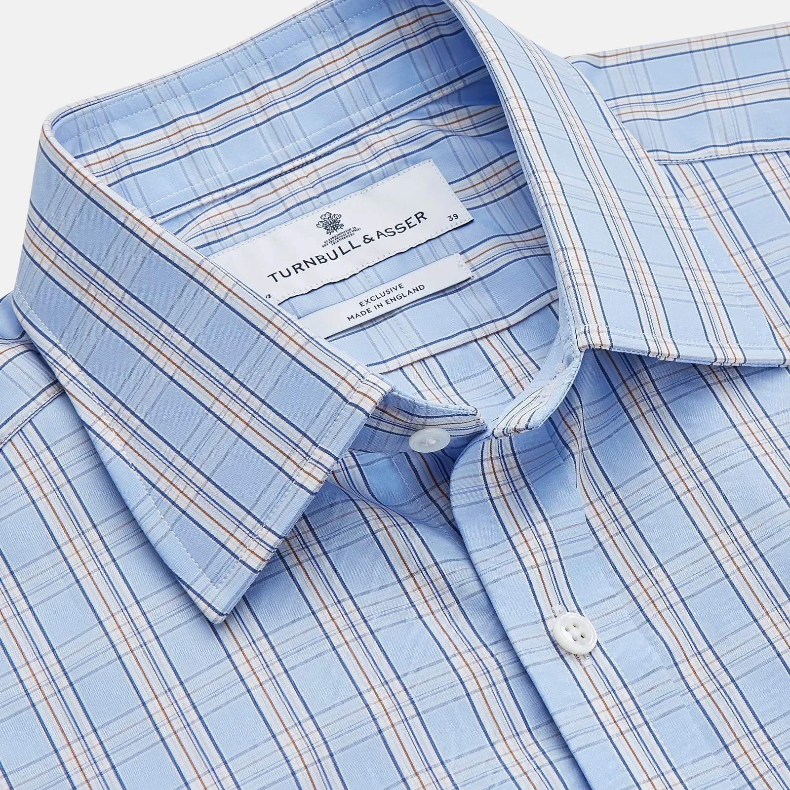Pale Blue Multi-check Cotton Regular Fit Mayfair Shirt sold by Turnbull & Asser product image thumbnail 2