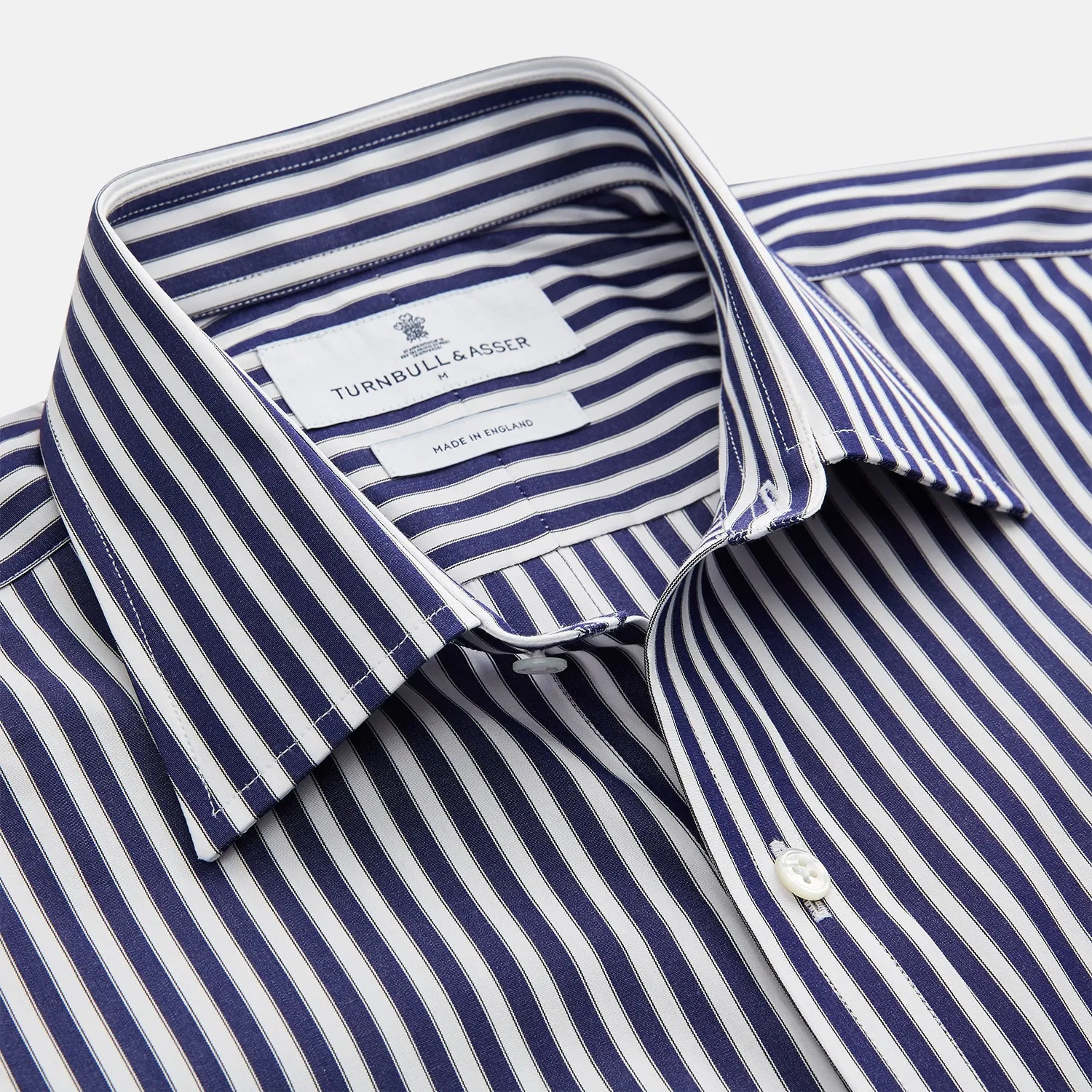 Navy & White Stripe Weekend Fit Shirt with Derby Collar and Single Button Cuffs sold by Turnbull & Asser product image thumbnail 3