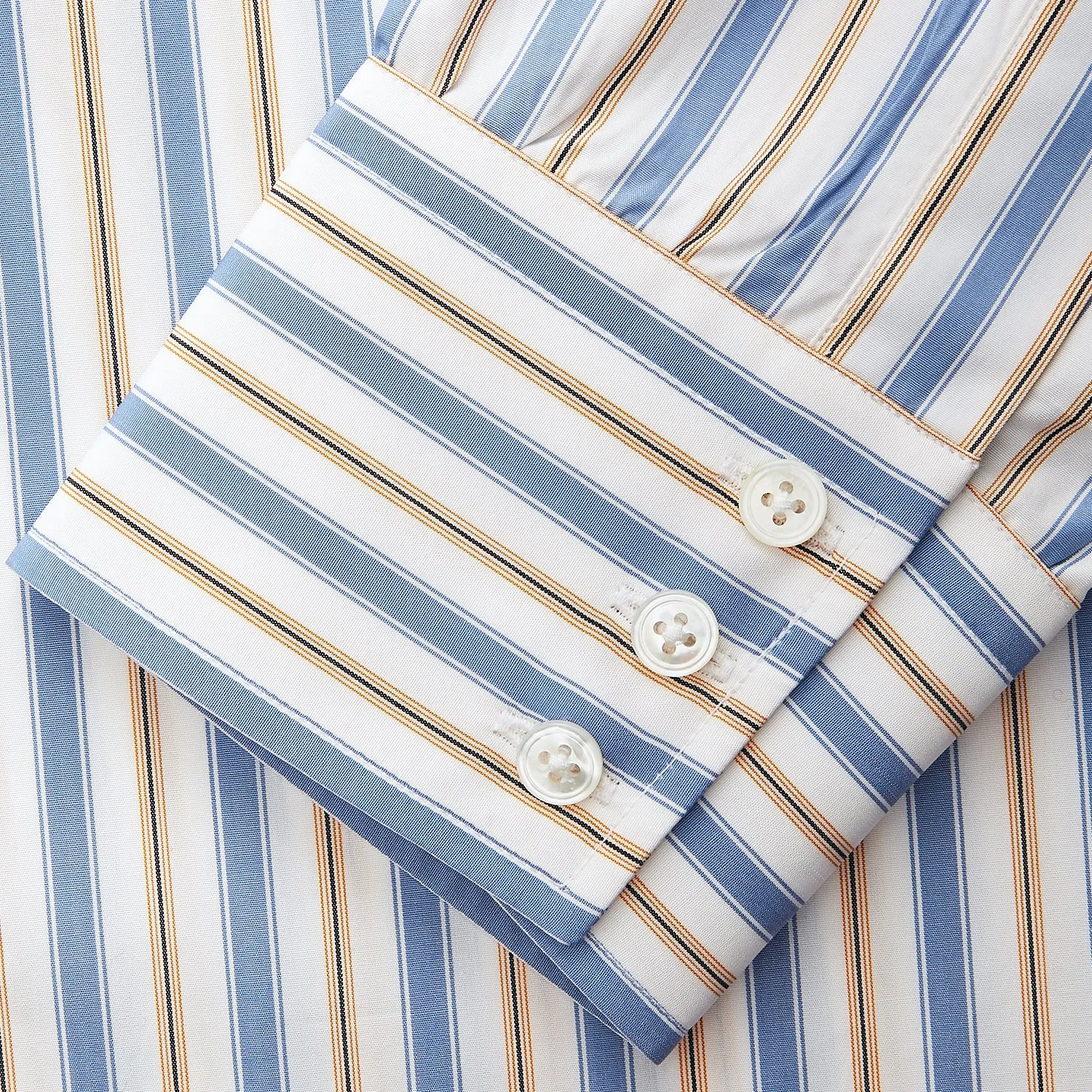 Blue Multi Stripe Regular Fit Shirt with T&A Collar and 3 Button Cuffs sold by Turnbull & Asser product image thumbnail 5