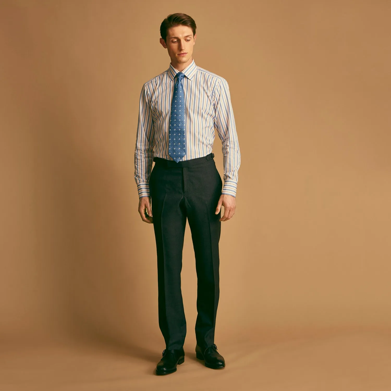 Blue Multi Stripe Regular Fit Shirt with T&A Collar and 3 Button Cuffs sold by Turnbull & Asser product image thumbnail 2