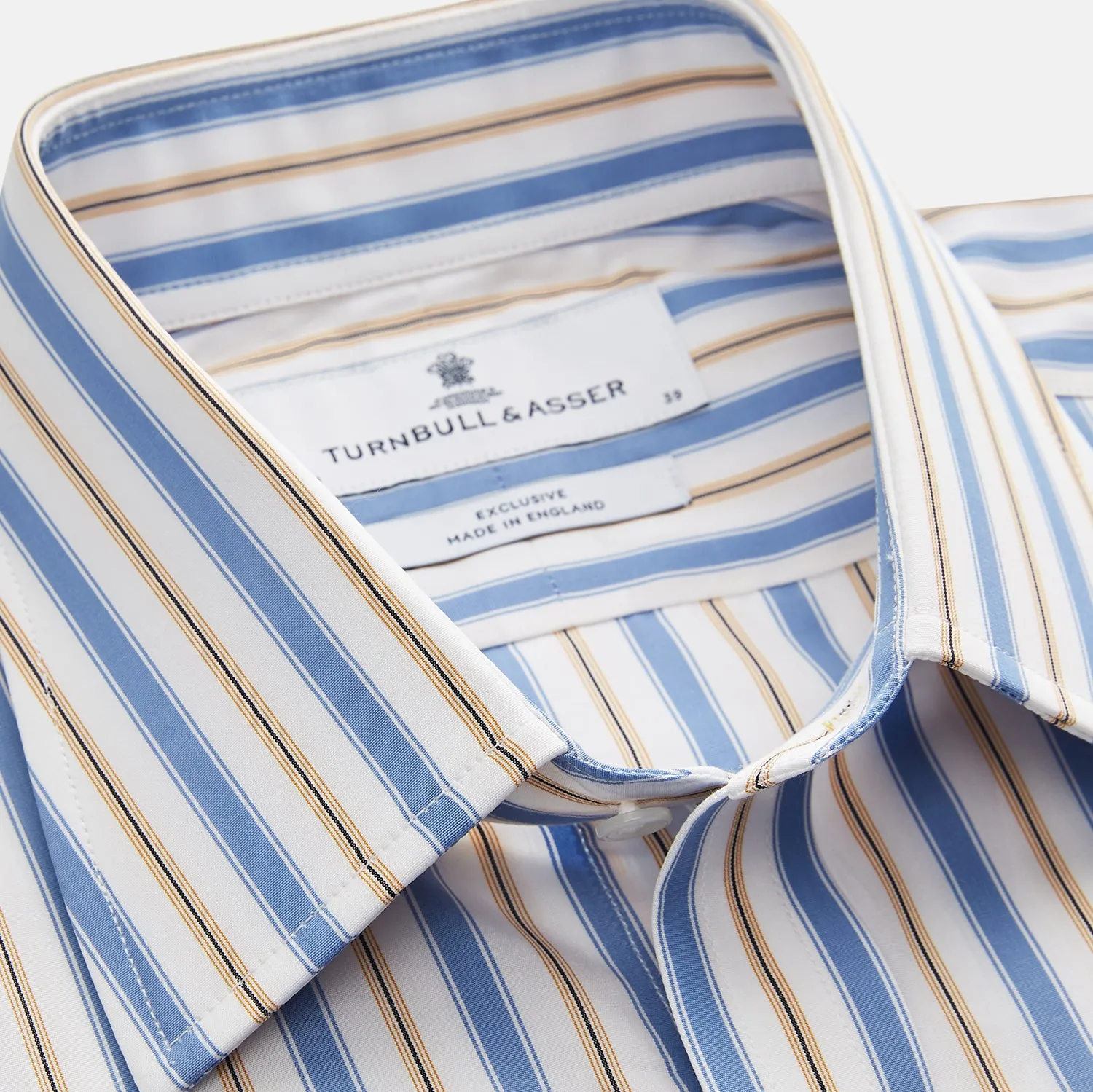 Blue Multi Stripe Regular Fit Shirt with T&A Collar and 3 Button Cuffs sold by Turnbull & Asser product image thumbnail 4