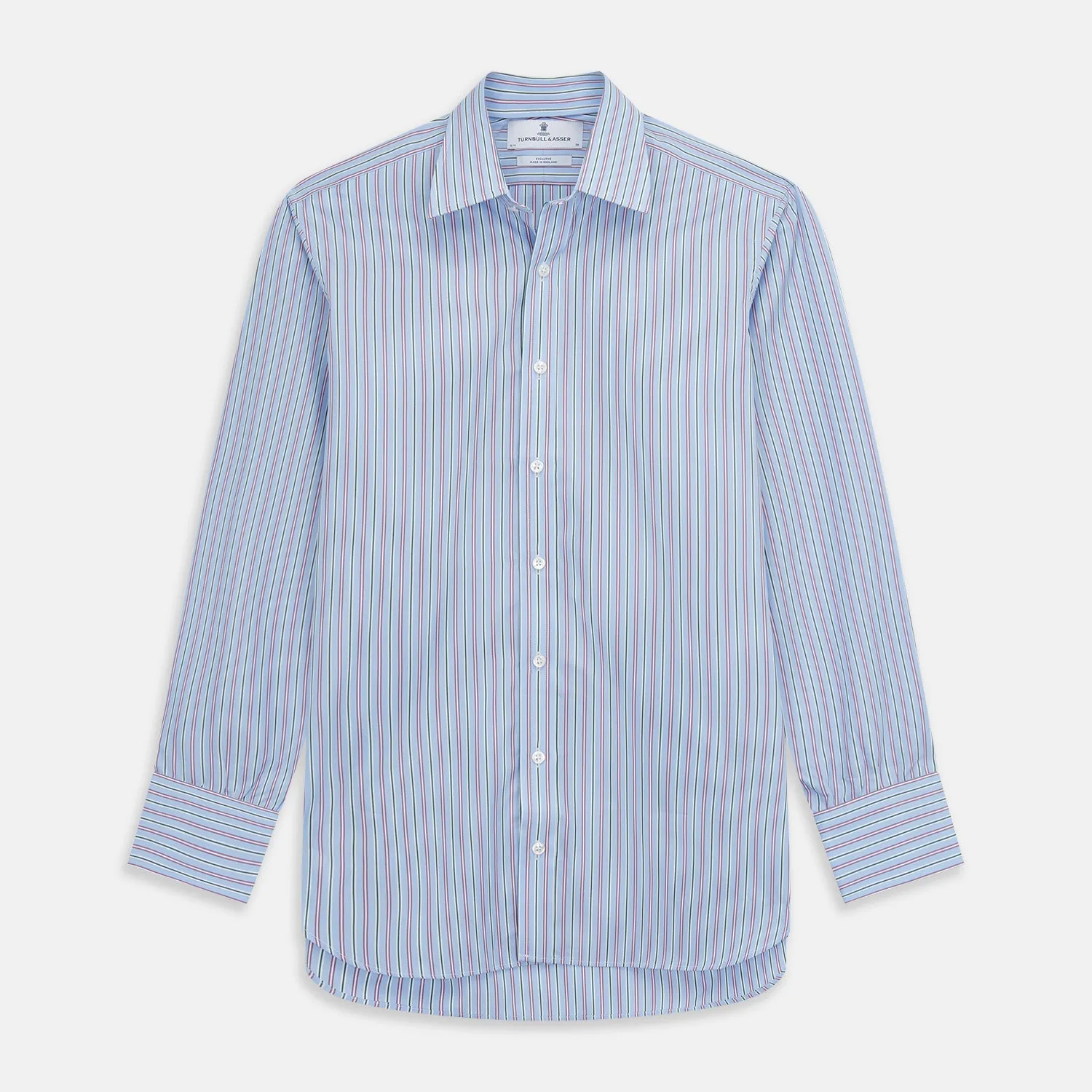 Blue, Purple & Green Stripe Regular Fit Shirt with T&A Collar and 3 Button Cuffs sold by Turnbull & Asser