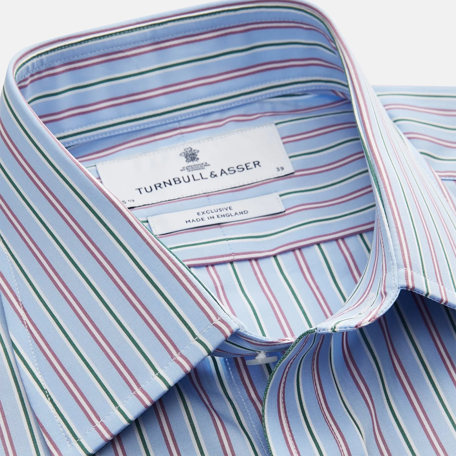 Blue, Purple & Green Stripe Regular Fit Shirt with T&A Collar and 3 Button Cuffs sold by Turnbull & Asser product image thumbnail 2