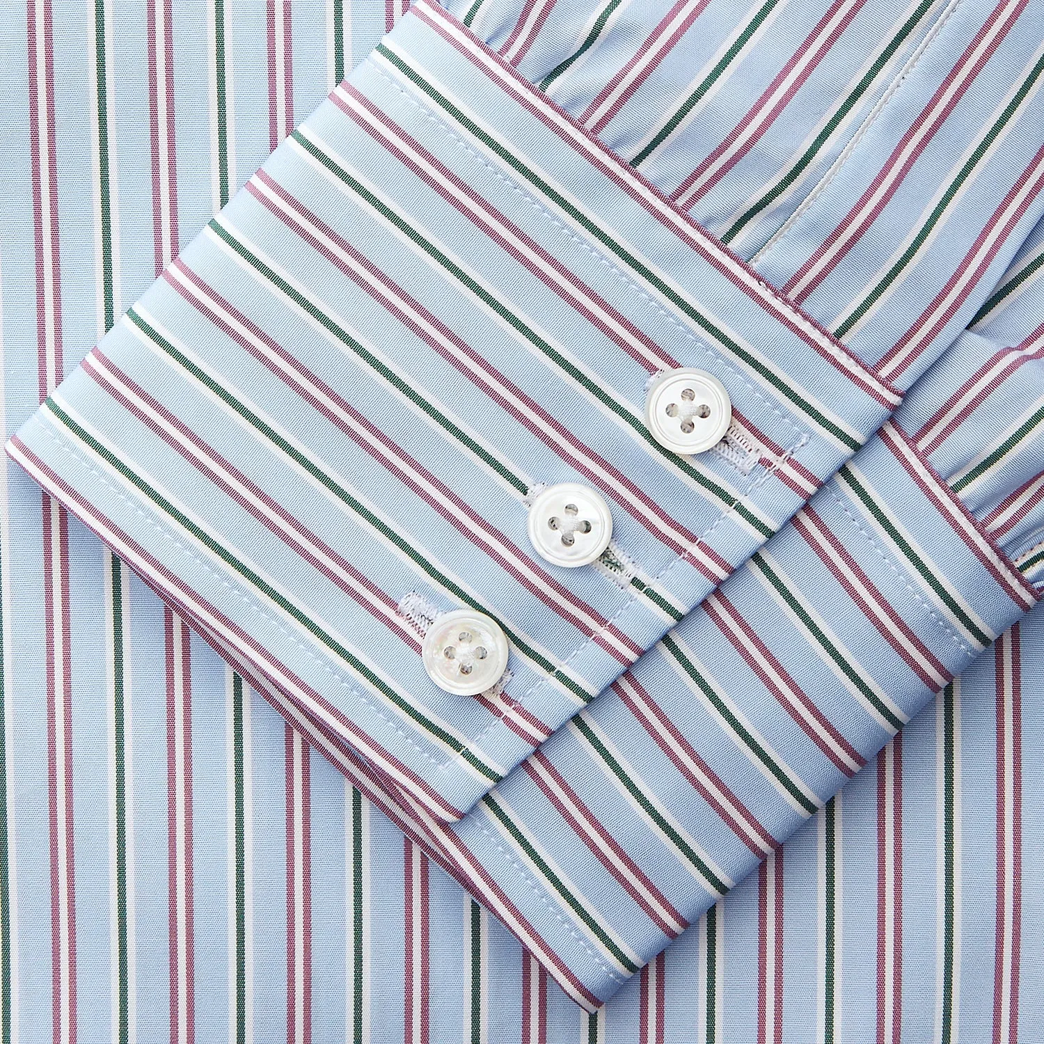 Blue, Purple & Green Stripe Regular Fit Shirt with T&A Collar and 3 Button Cuffs sold by Turnbull & Asser product image thumbnail 3