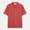 Crimson Delave Linen Holiday Fit Shirt with Revere Collar sold by Turnbull & Asser