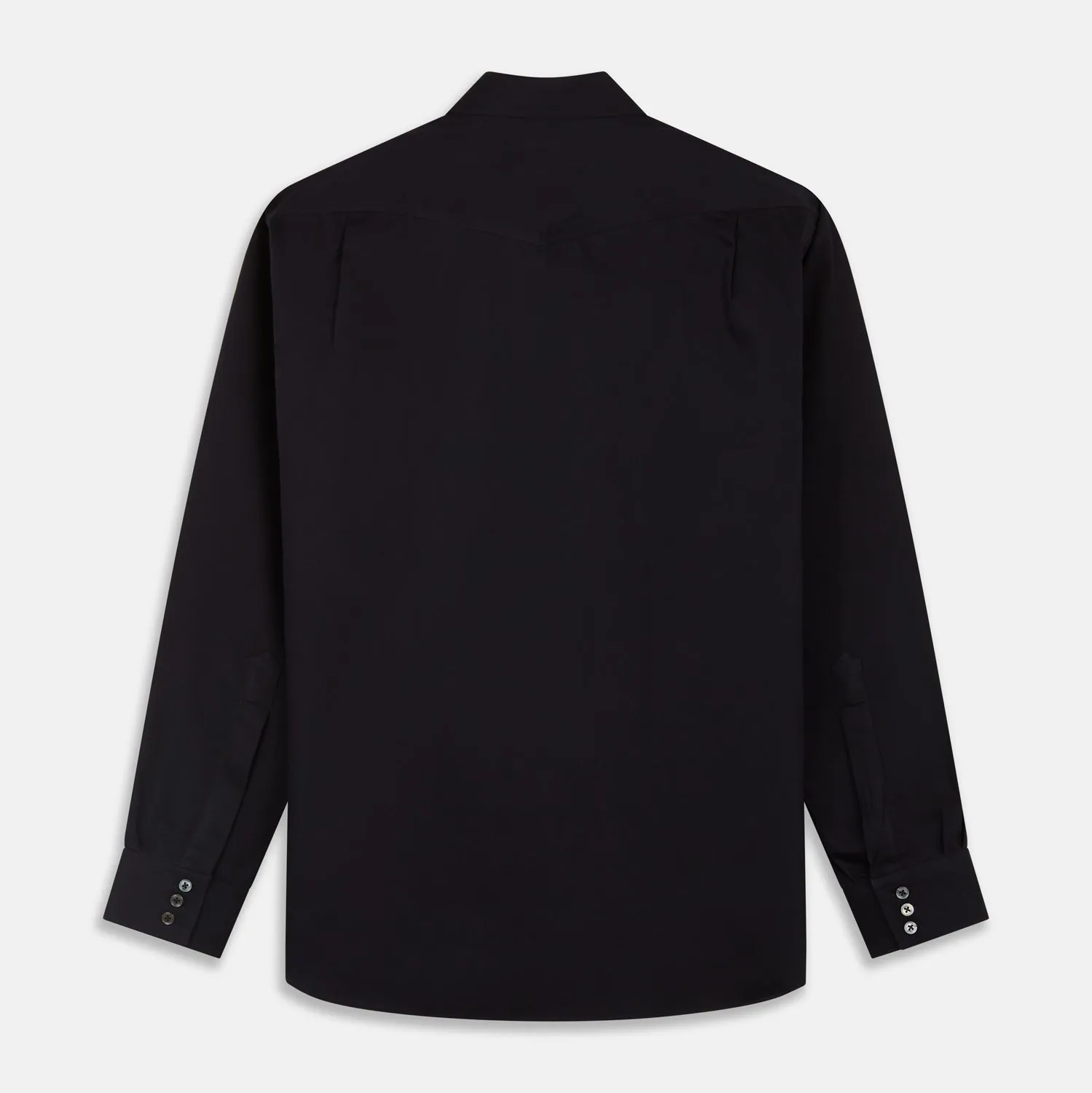 Navy Cotton Weekend Fit Western Shirt with Dorset Collar sold by Turnbull & Asser product image thumbnail 5