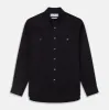 Navy Cotton Weekend Fit Western Shirt with Dorset Collar sold by Turnbull & Asser