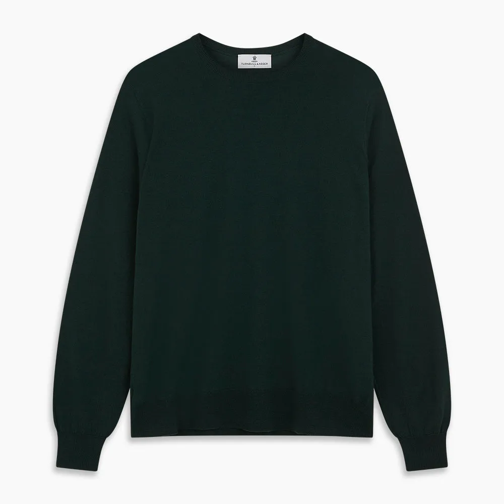 Forest Green Crew Neck Merino Jumper sold by Turnbull & Asser product image thumbnail 4