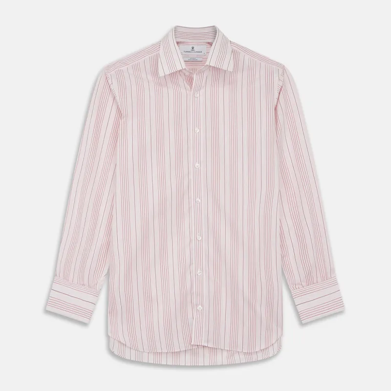 Pink And White Stripe Twill Cotton Regular Fit Shirt with T&A Collar And Double Cuffs sold by Turnbull & Asser