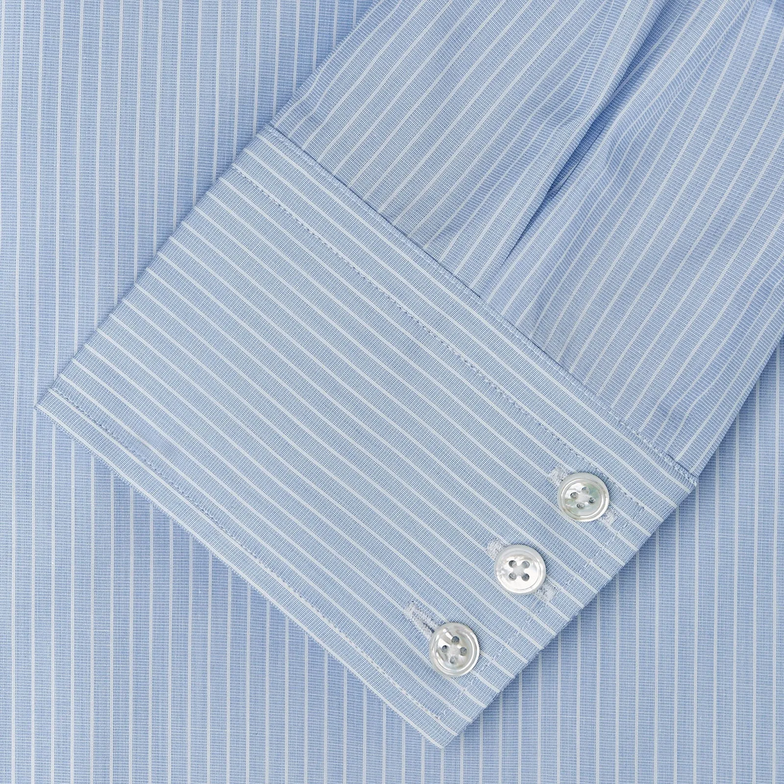 Tailored Fit Light Blue and White Pinstripe Shirt with Bury Collar and 3-Button Cuffs sold by Turnbull & Asser product image thumbnail 4