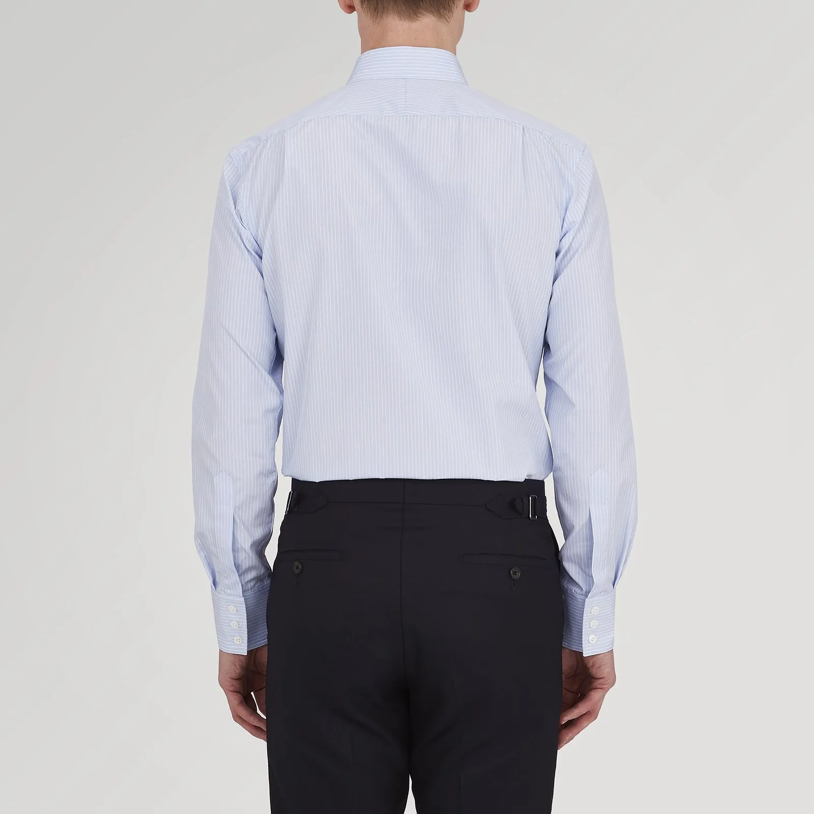 Tailored Fit Light Blue and White Pinstripe Shirt with Bury Collar and 3-Button Cuffs sold by Turnbull & Asser product image thumbnail 3