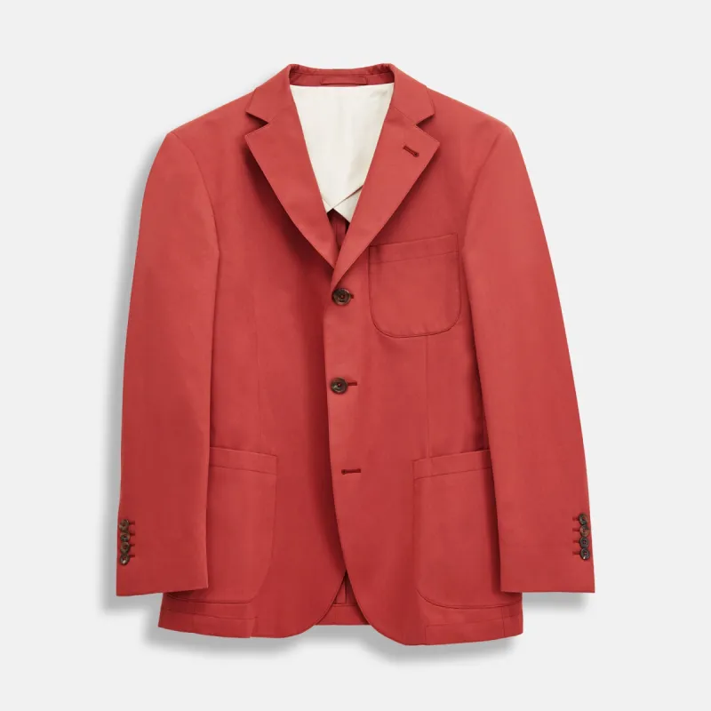 Clay Red Cotton 3 Button Blazer sold by Turnbull & Asser