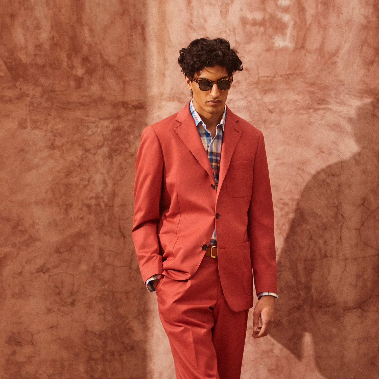 Clay Red Cotton 3 Button Blazer sold by Turnbull & Asser product image thumbnail 2