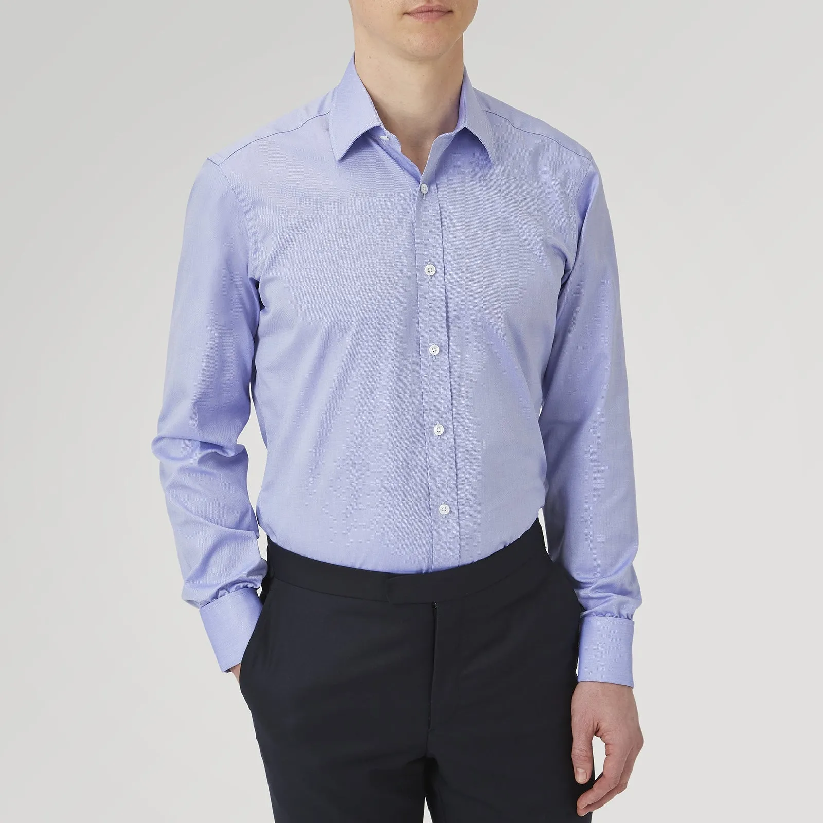 Blue Superfine Oxford Cotton Shirt with T&A Collar and Double Cuffs sold by Turnbull & Asser product image thumbnail 2