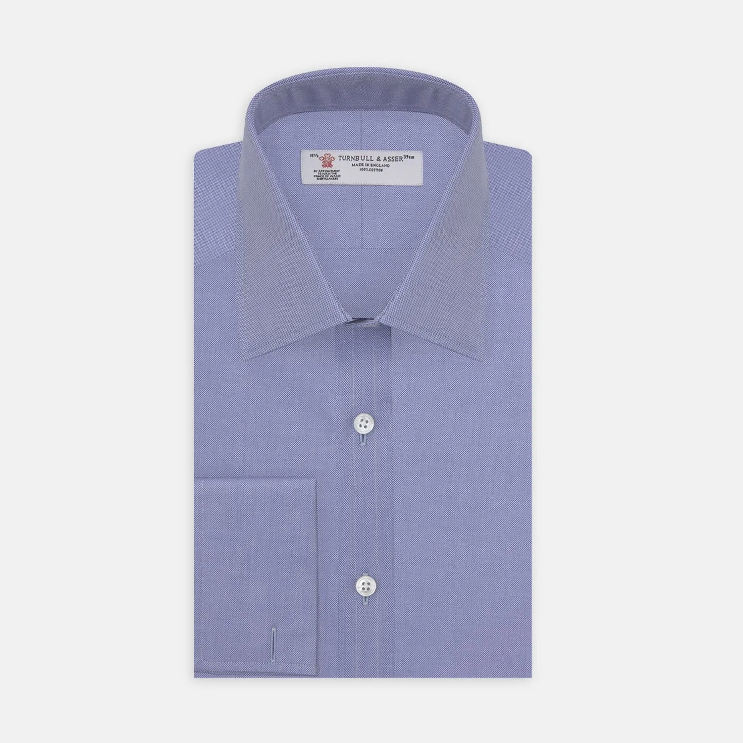 Blue Superfine Oxford Cotton Shirt with T&A Collar and Double Cuffs sold by Turnbull & Asser