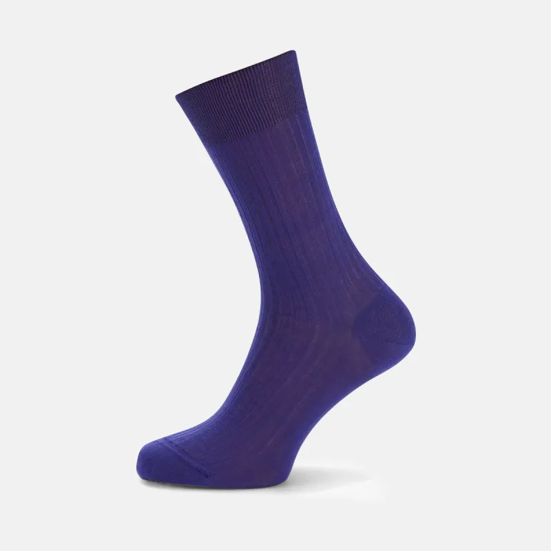 Purple Short Pure Cotton Socks sold by Turnbull & Asser