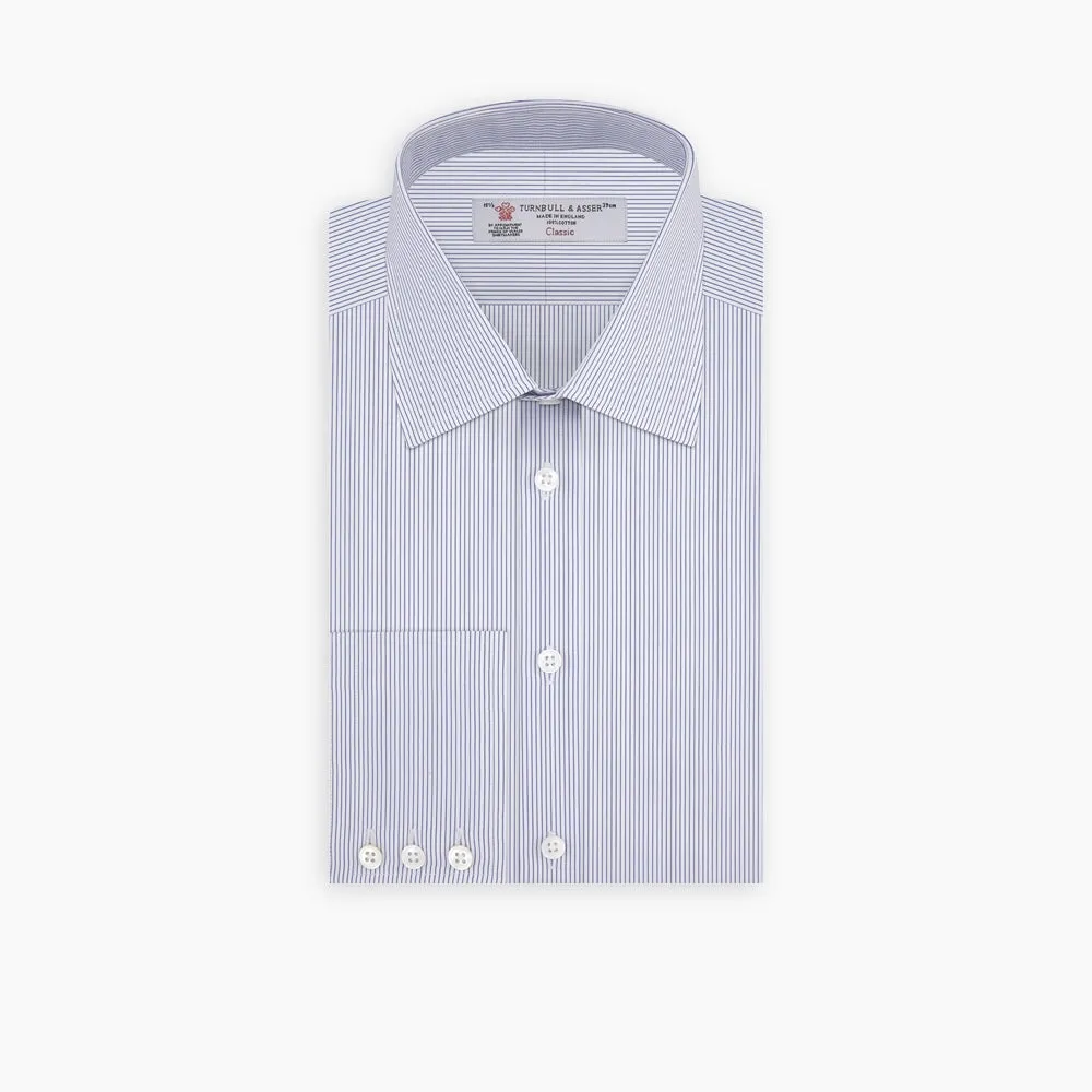 Blue and White Fine Stripe Shirt with T&A Collar and 3-Button Cuffs sold by Turnbull & Asser product image thumbnail 3