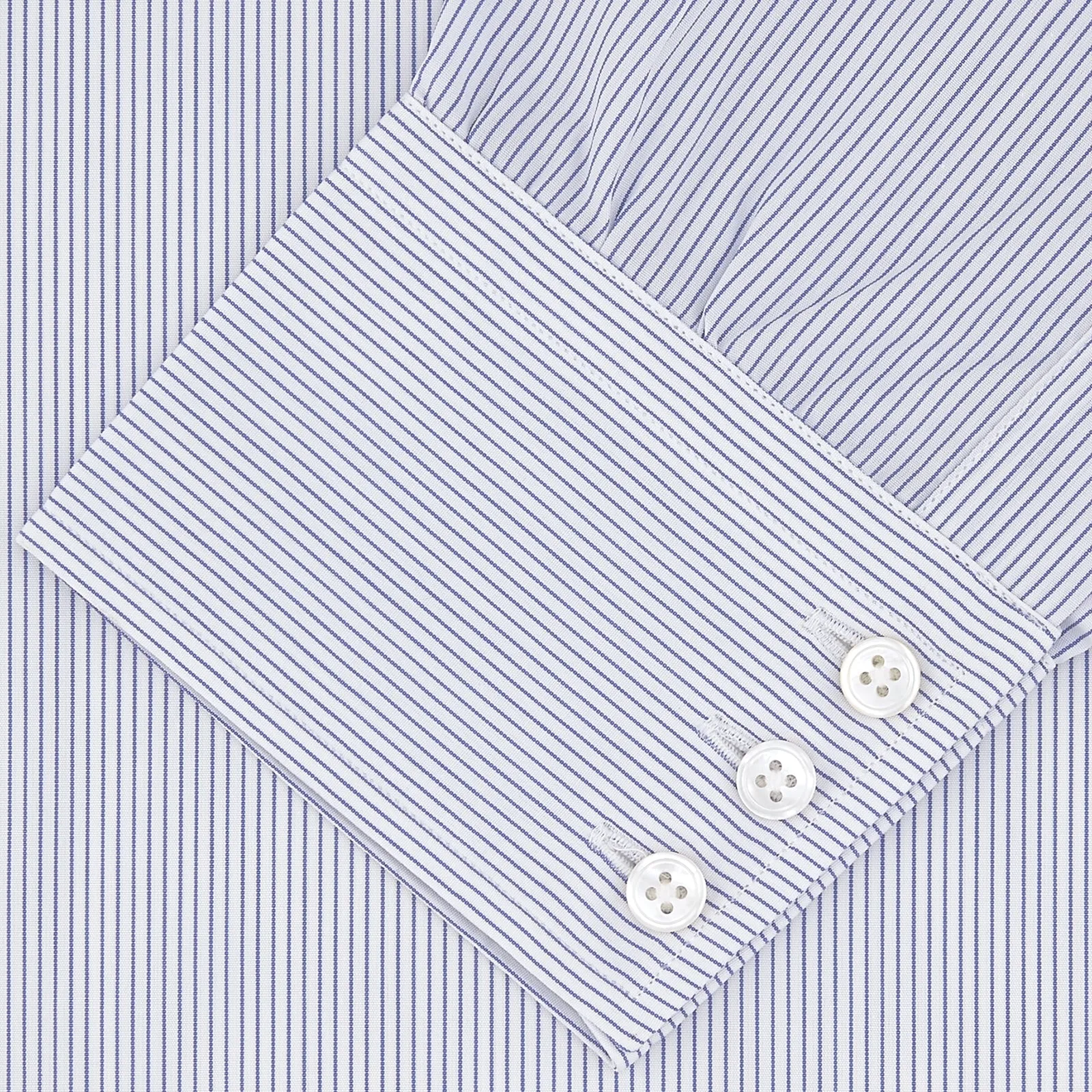 Blue and White Fine Stripe Shirt with T&A Collar and 3-Button Cuffs sold by Turnbull & Asser product image thumbnail 2