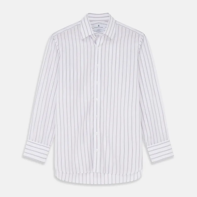 Red and Blue Multi-stripe Cotton Regular Fit Mayfair Shirt sold by Turnbull & Asser