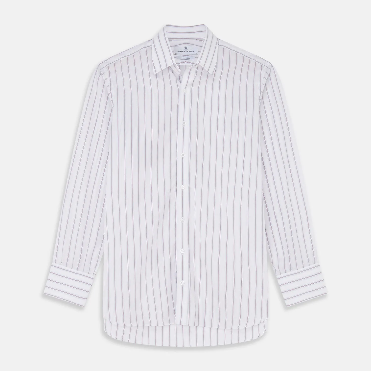 Red and Blue Multi-stripe Cotton Regular Fit Mayfair Shirt sold by Turnbull & Asser