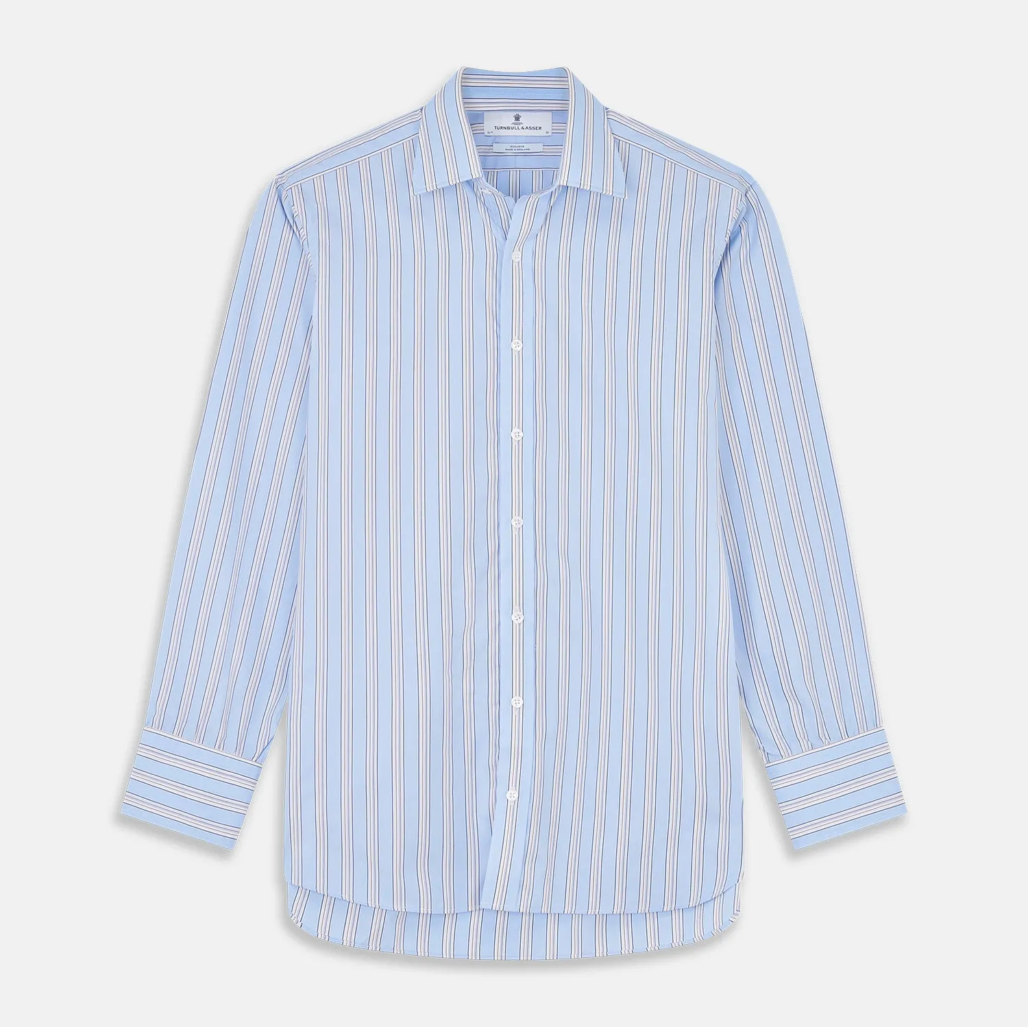 Pale Blue Multi-stripe Cotton Regular Fit Mayfair Shirt sold by Turnbull & Asser