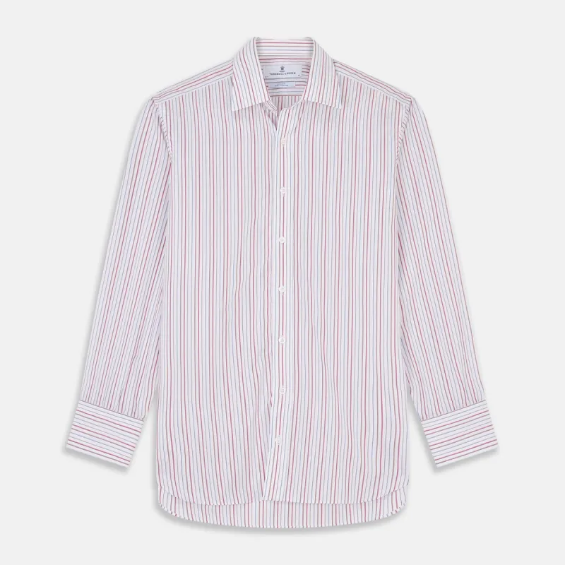 Red Multi-stripe Cotton Regular Fit Mayfair Shirt sold by Turnbull & Asser