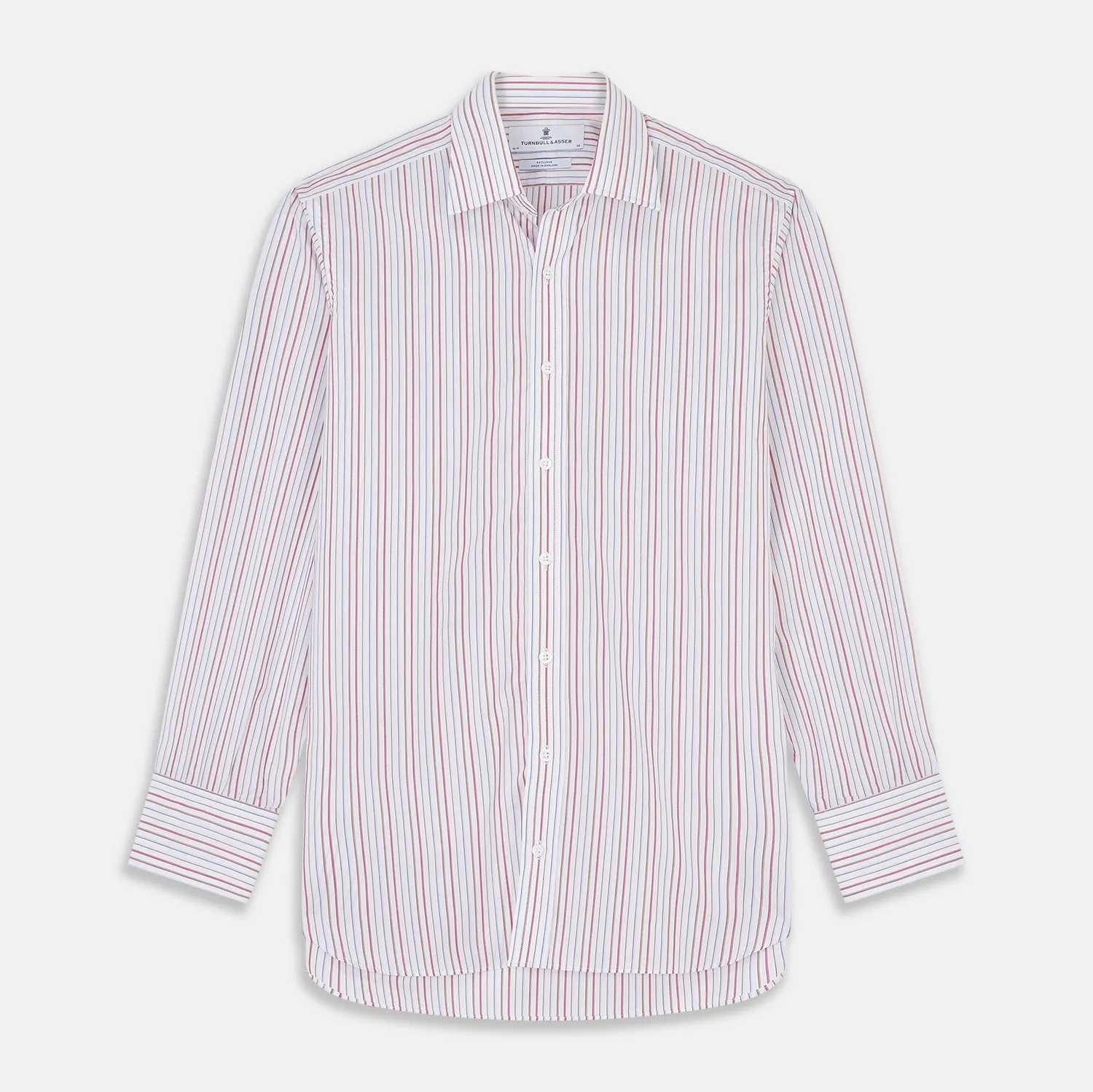 Red Multi-stripe Cotton Regular Fit Mayfair Shirt sold by Turnbull & Asser