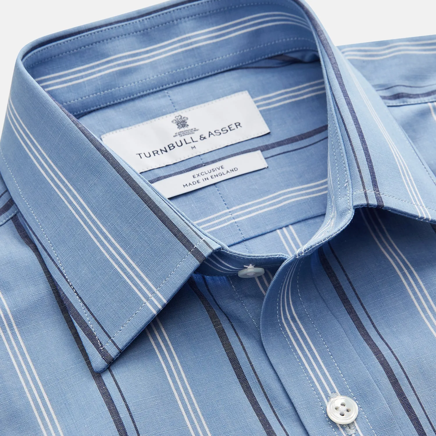 Blue Multi Chambray Stripe Weekend Fit Shirt with Derby Collar and 1 Button Cuffs sold by Turnbull & Asser product image thumbnail 3