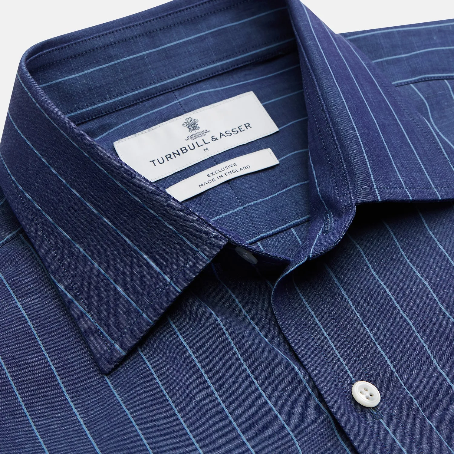 Blue Stripe Weekend Fit Nevis Shirt with Derby Collar and 1-Button Cuffs sold by Turnbull & Asser product image thumbnail 3