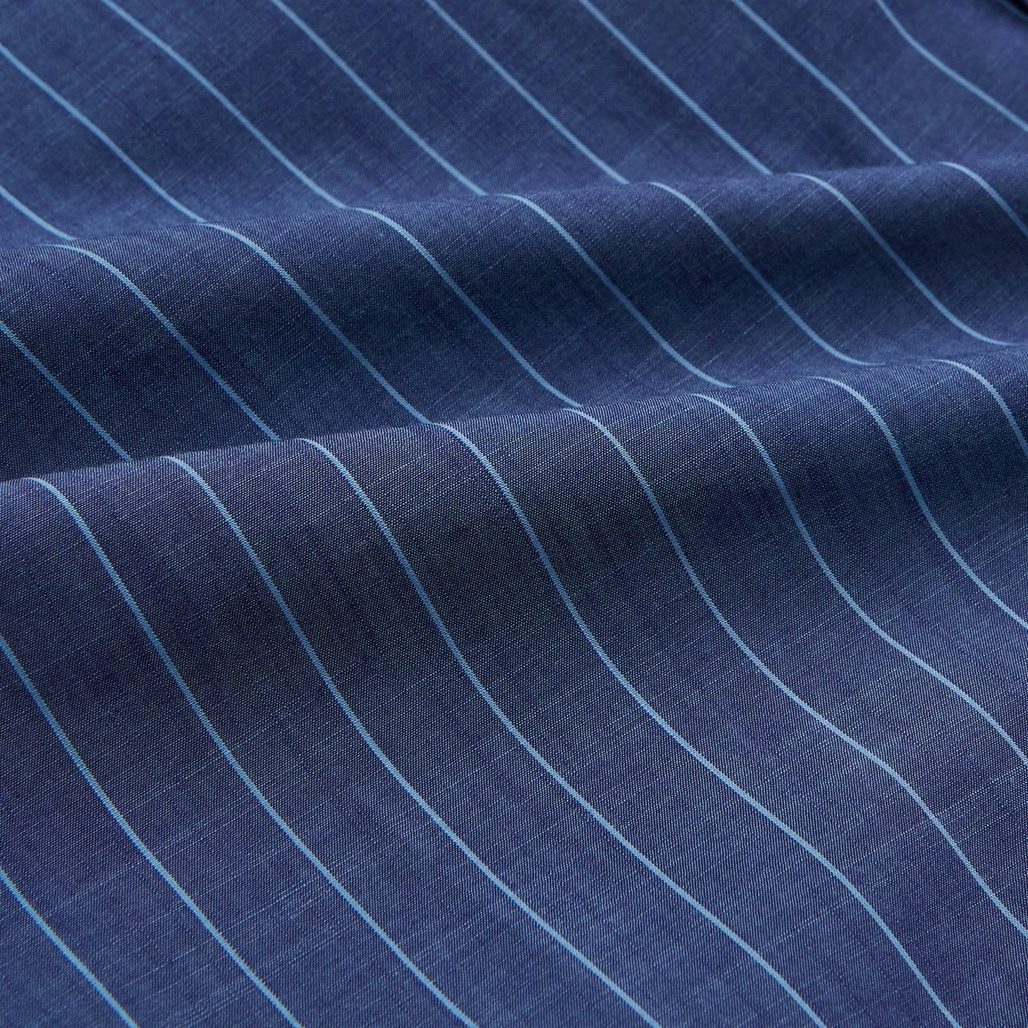 Blue Stripe Weekend Fit Nevis Shirt with Derby Collar and 1-Button Cuffs sold by Turnbull & Asser product image thumbnail 5