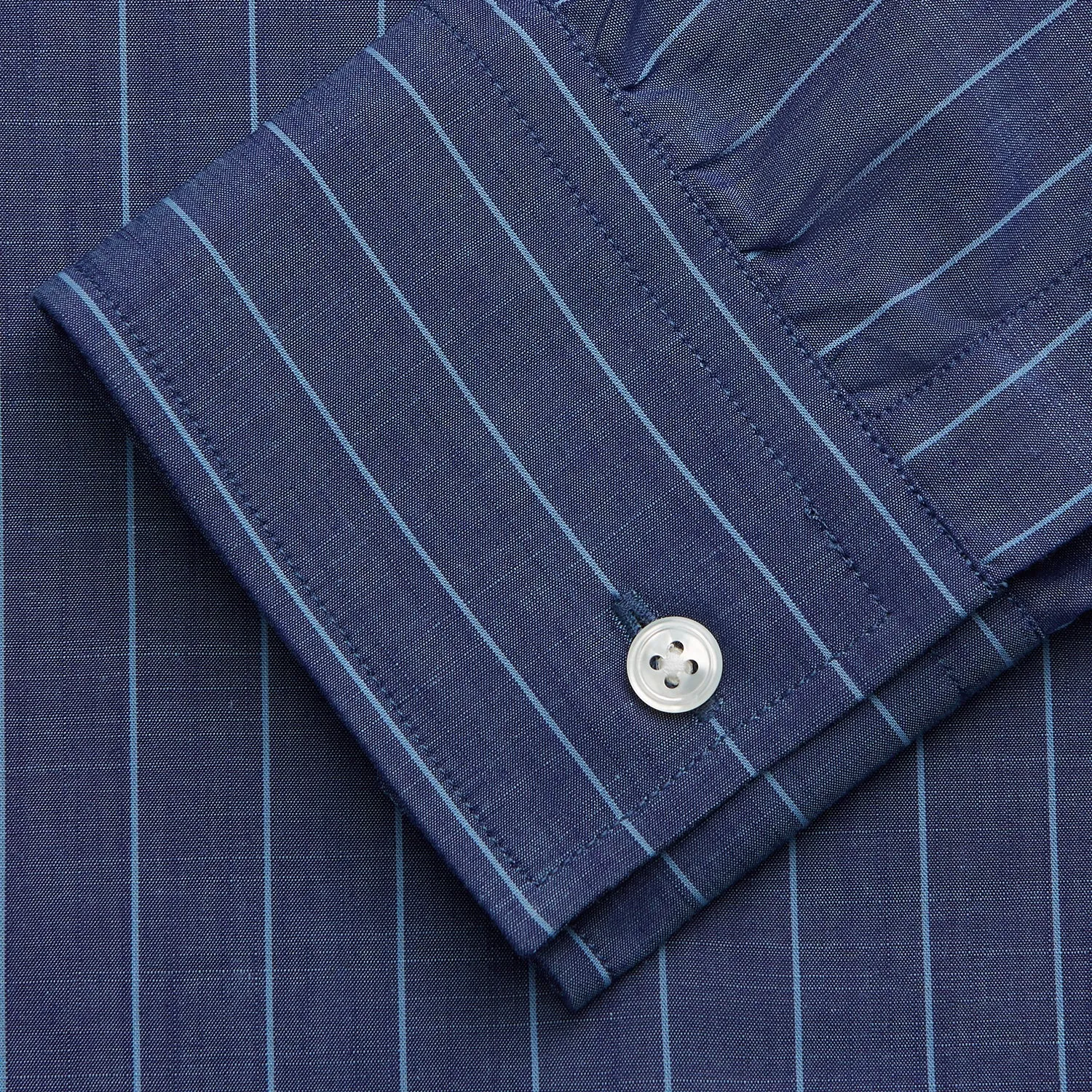 Blue Stripe Weekend Fit Nevis Shirt with Derby Collar and 1-Button Cuffs sold by Turnbull & Asser product image thumbnail 4