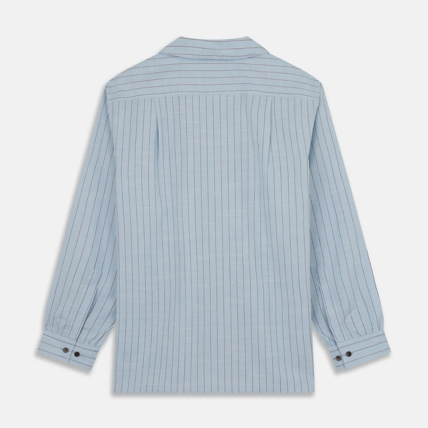 Pale Blue Stripe Cotton Holiday Fit Shirt with Revere Collar & Single Button Cuff sold by Turnbull & Asser product image thumbnail 5