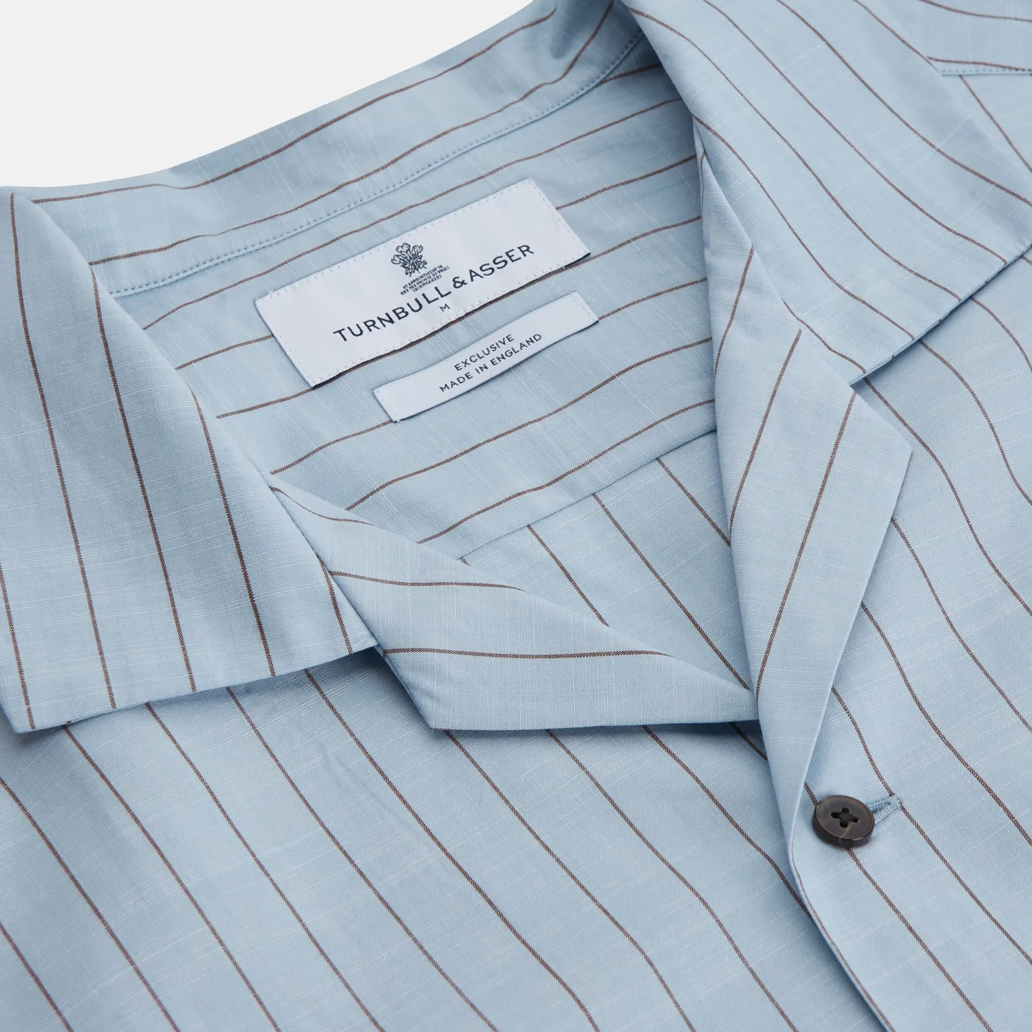 Pale Blue Stripe Cotton Holiday Fit Shirt with Revere Collar & Single Button Cuff sold by Turnbull & Asser product image thumbnail 4