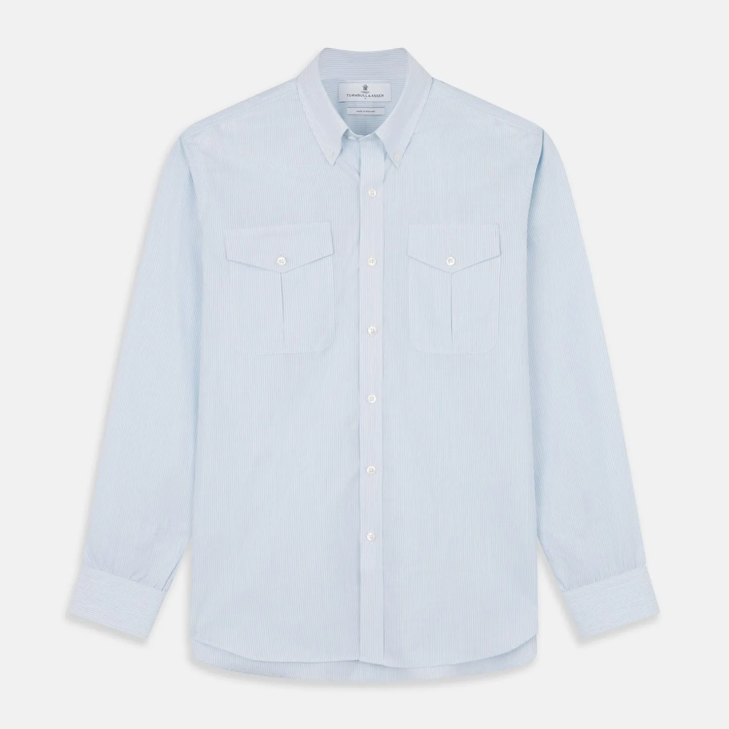 Sky Blue Chambray Stripe Weekend Fit Shirt With Dorset Collar sold by Turnbull & Asser