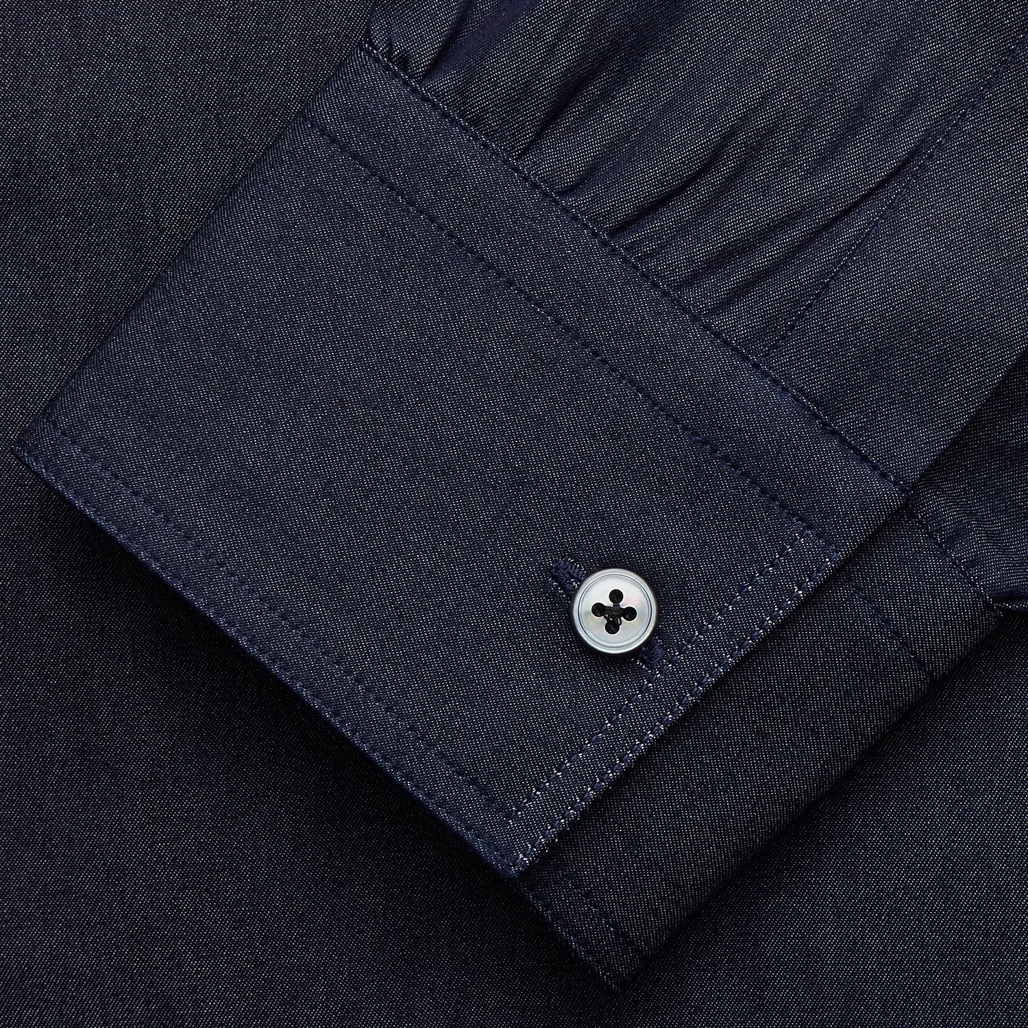 Navy Chambray Weekend Fit Shirt with Dorset Collar and 1-Button Cuffs sold by Turnbull & Asser product image thumbnail 3