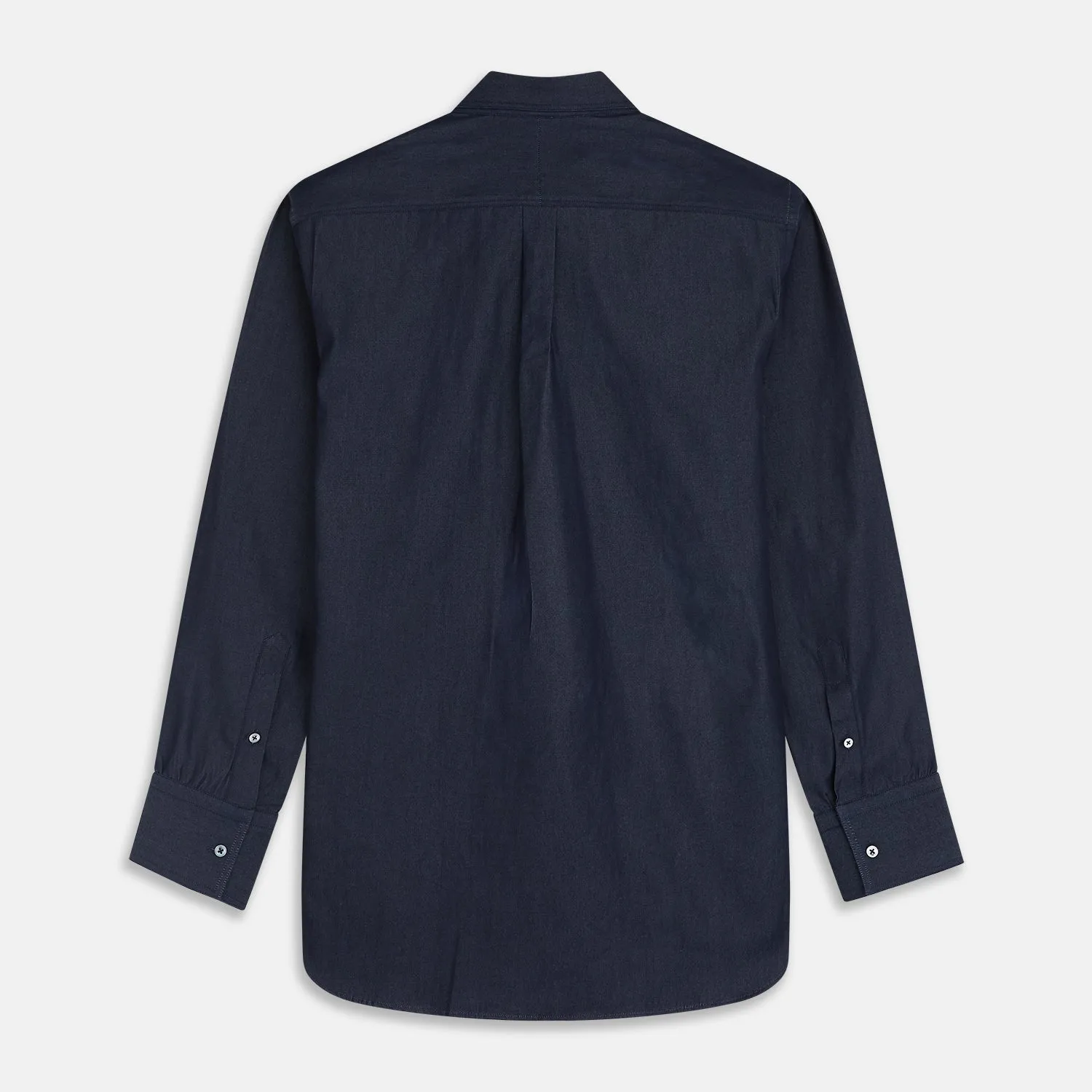 Navy Chambray Weekend Fit Shirt with Dorset Collar and 1-Button Cuffs sold by Turnbull & Asser product image thumbnail 5