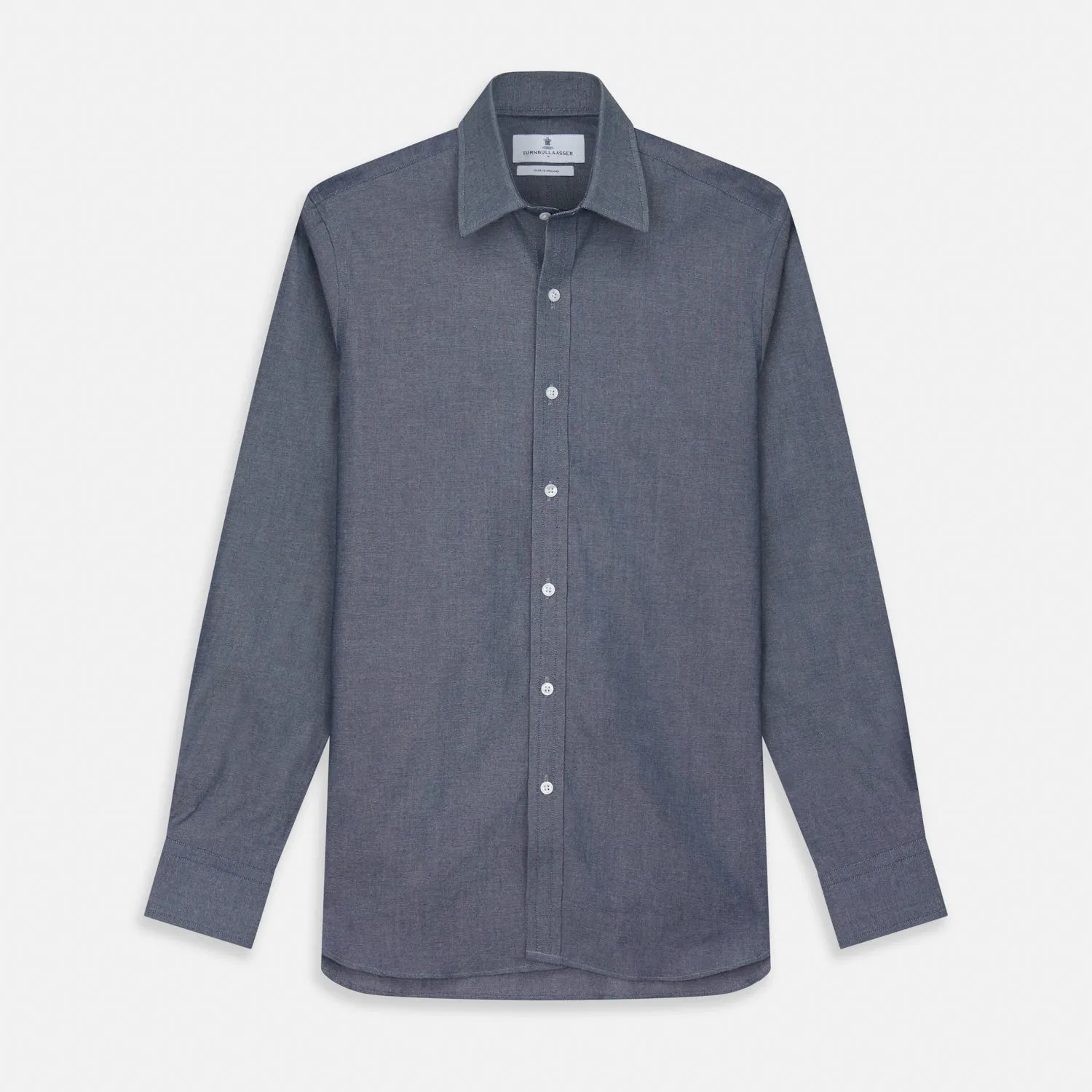 Plain Blue Oxford Weekend Fit Shirt with Derby Collar and 1-Button Cuffs sold by Turnbull & Asser