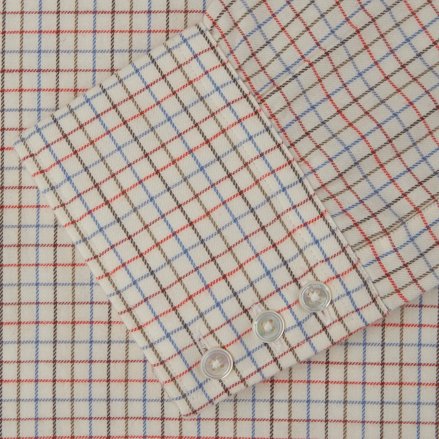 Pink Multi Check Cotton-Cashmere Shirt with T&A Collar and 3-Button Cuffs sold by Turnbull & Asser product image thumbnail 3